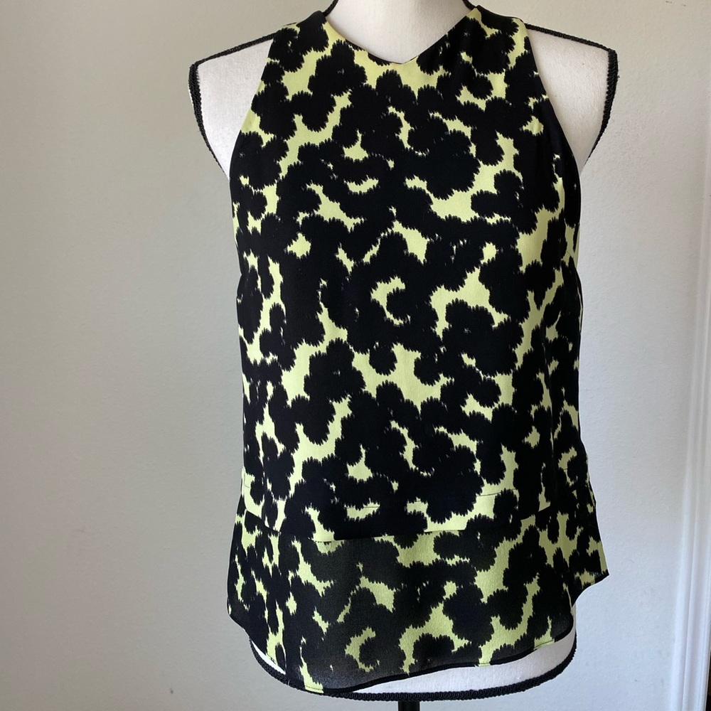 A.L.C. Yellow & Black Silk Sleeveless Top / Size 4 - Picture 2 of 9